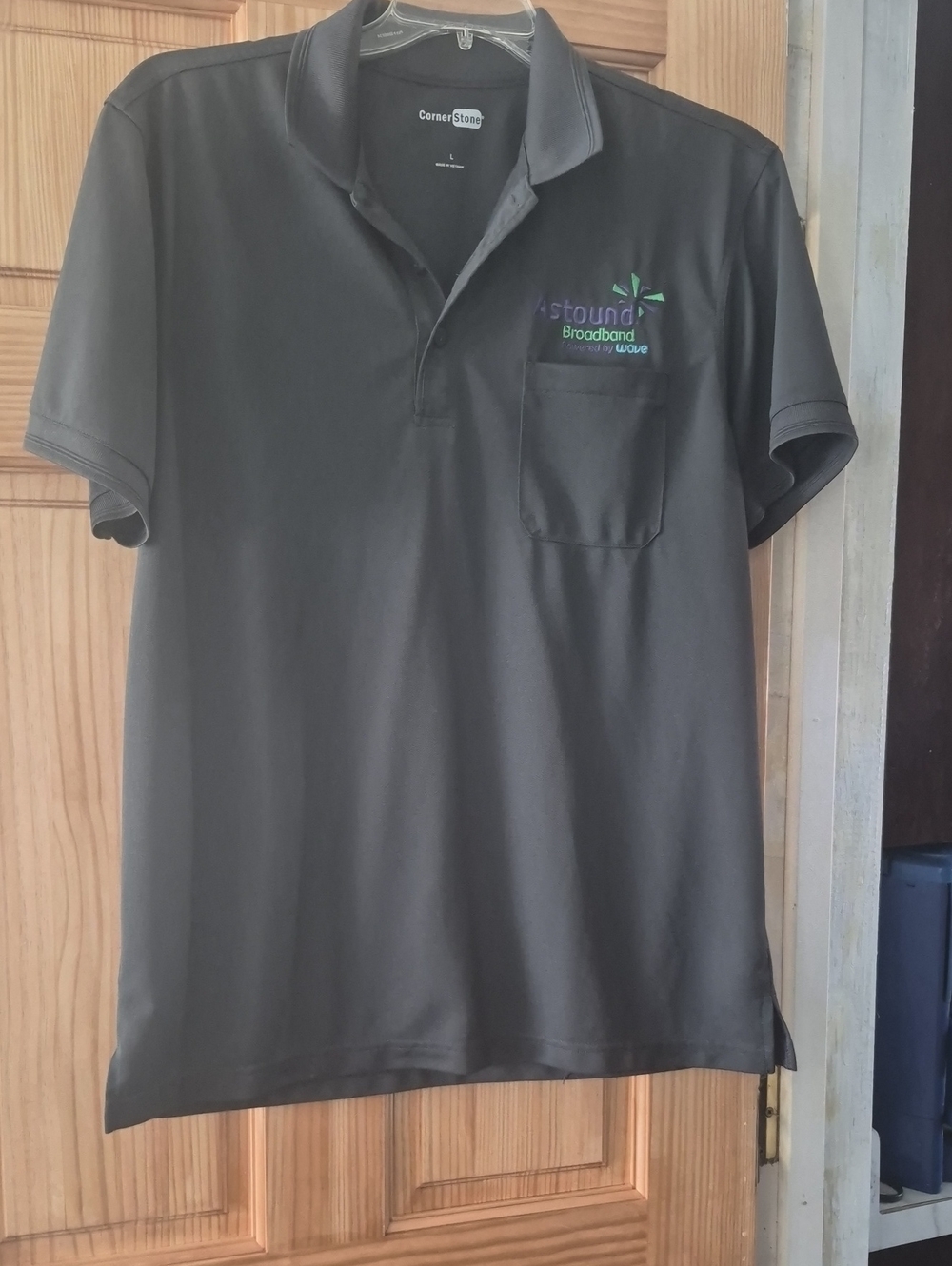 Astound Broadband Embroidered Gray Polo with Pocket